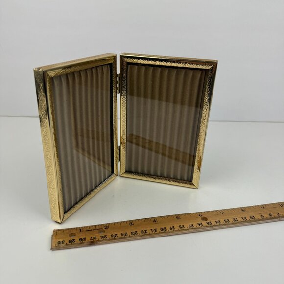 Vtg‎ Lot Tabletop Gold Metal Picture Photo Frames BiFold Hinged Easel Back READ - Picture 11 of 11